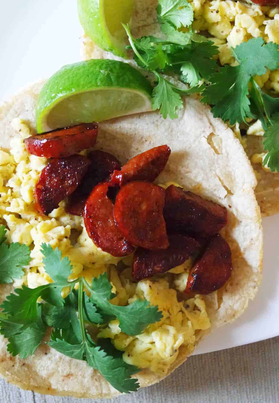 Chorizo And Egg Breakfast Tacos