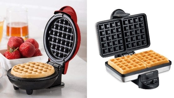 two waffle irons compared side-by-side