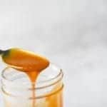 Sugar Free Caramel Sauce drizzled into mason jar