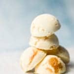 salted caramel cheesecake fat bombs stacked up