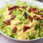 brussel sprout salad with bacon and garlic bread