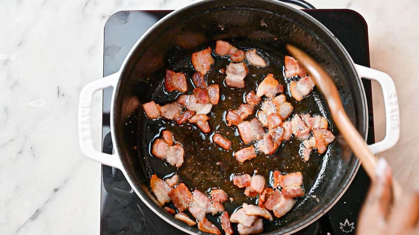 Bacon frying in skillet
