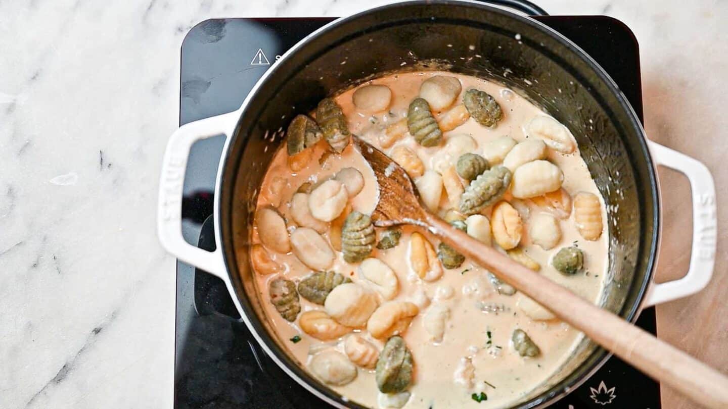 gnocchi in pan with sauce