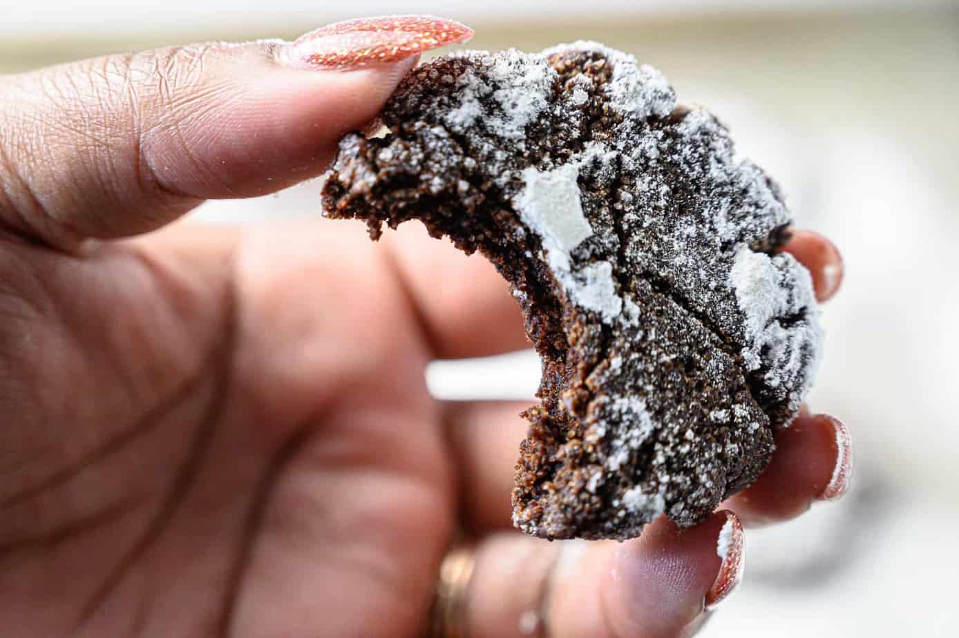 holding a crinkle cookie