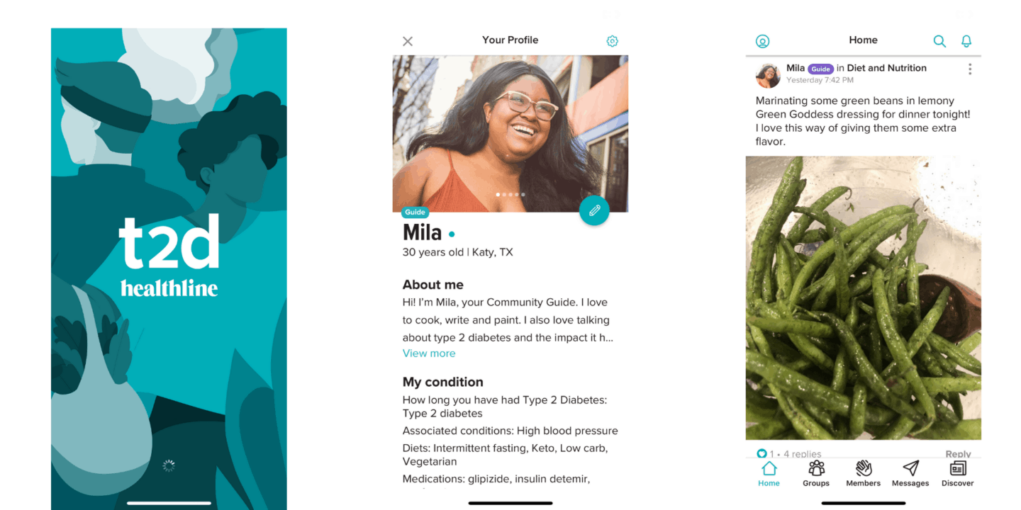 features from healthline's Type 2 Diabetes Ap
