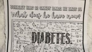 photo of coloring sheet with diabetes joke