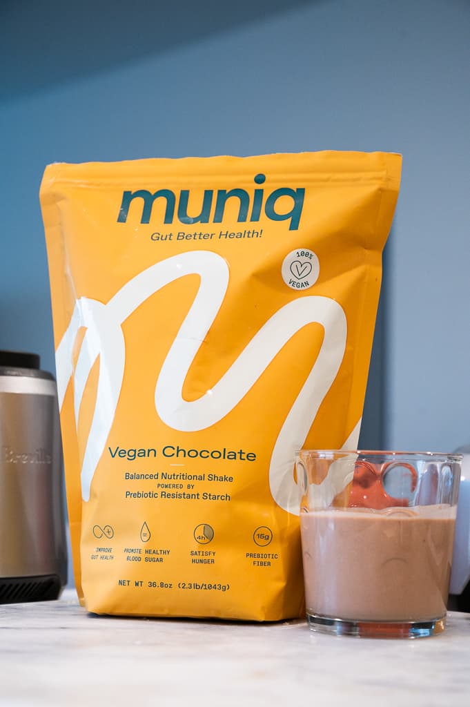 Muniq vegan chocolate on kitchen counter