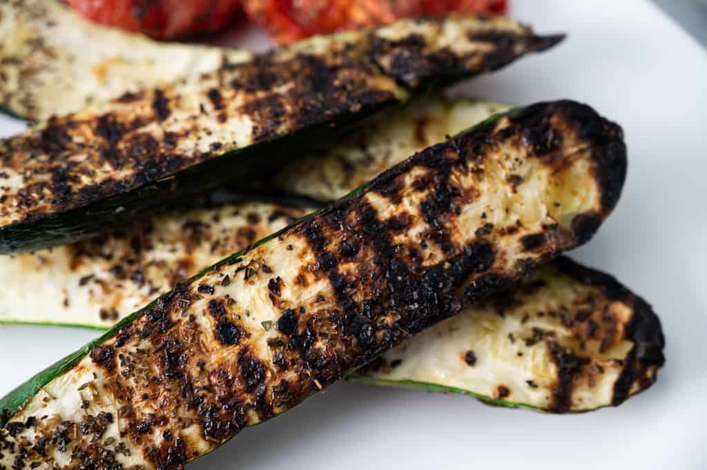 Grilled zucchini on a plate