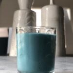 blue smoothie on counter top