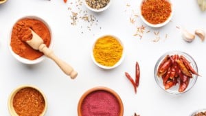 photo of spices from above.
