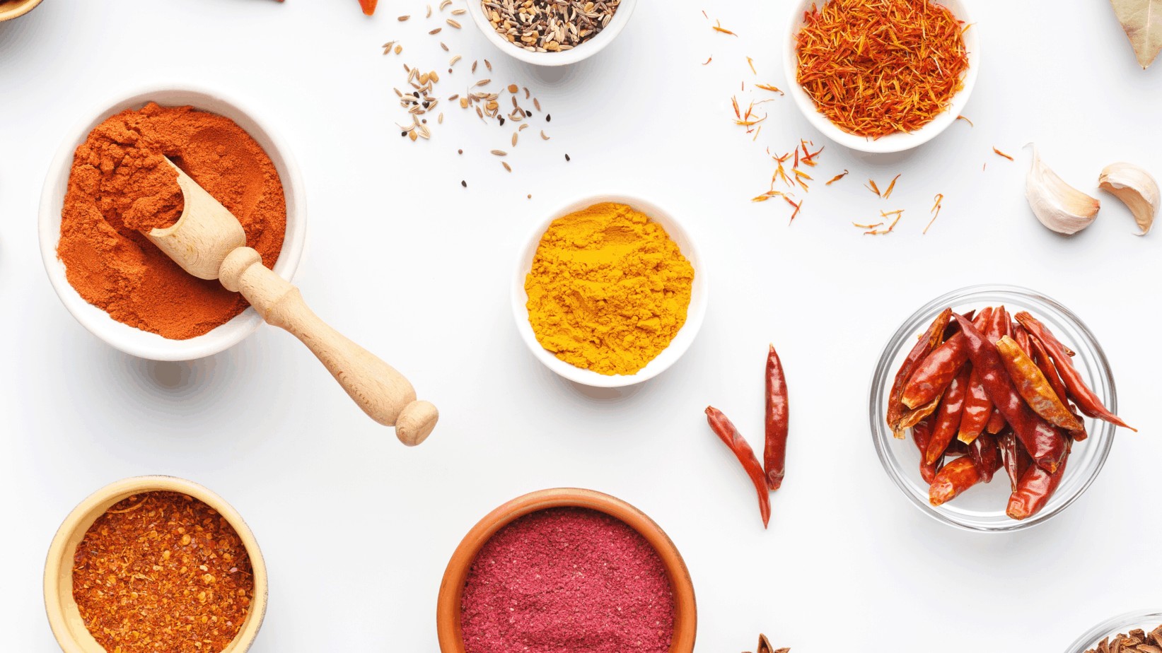 photo of spices from above.