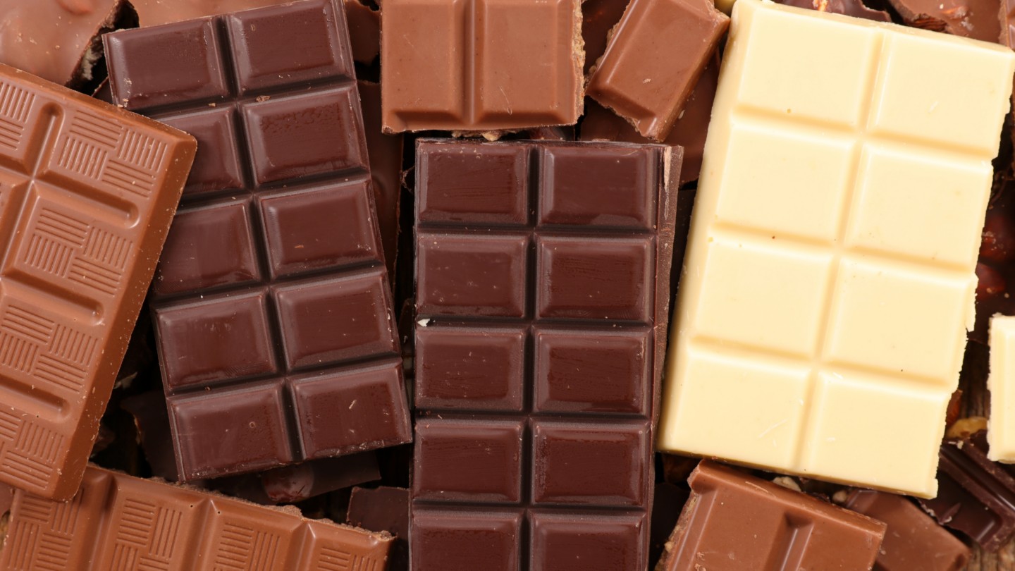 bars of of white, milk and dark chocolate