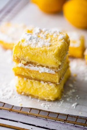 lemon bars stacked on top of each other