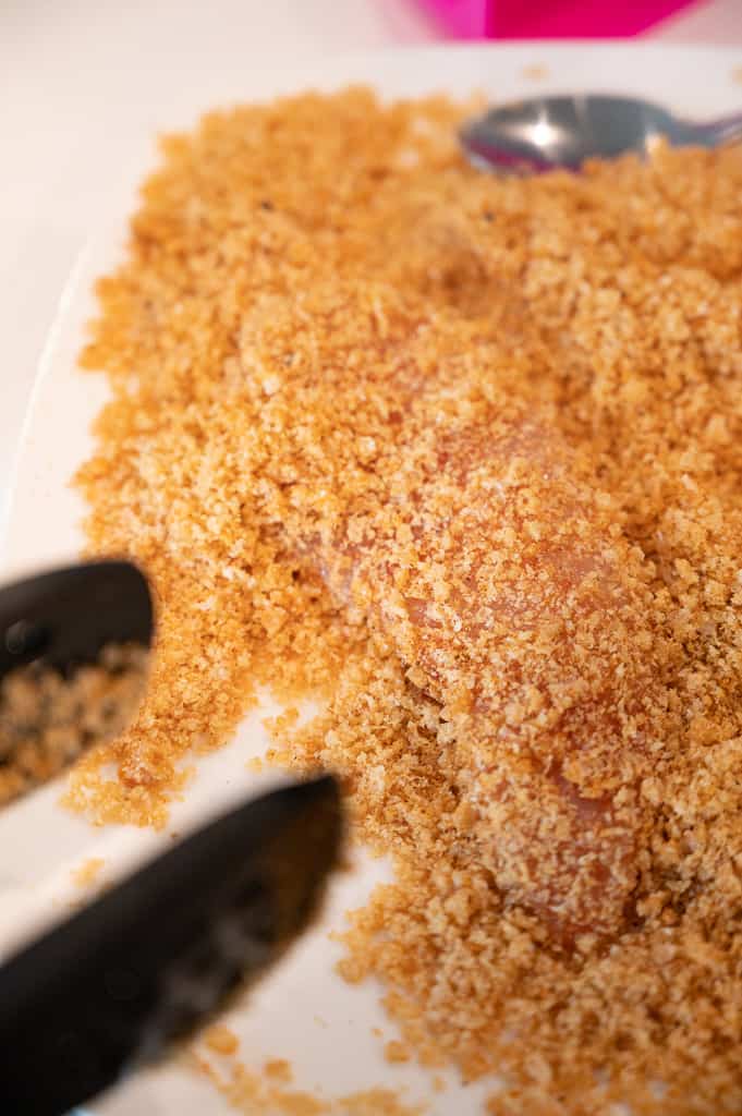 Chicken tenders rolled in pork rinds