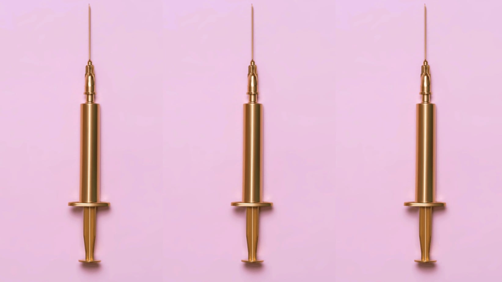 gold syringes on standing up