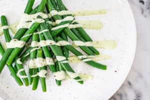 green goddess green beans on a plate