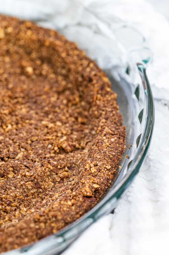 nut pie crust in a pie dish