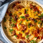 cauliflower grits with bacon and green onion