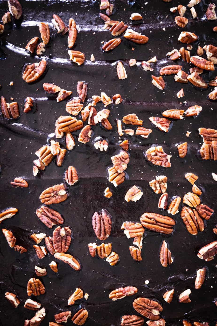 Texas Sheet cake shot from above