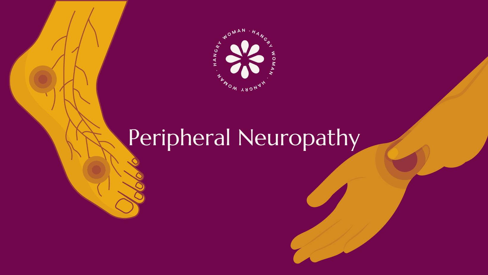 A visual of hands and feet with pain radiating in the nerves.