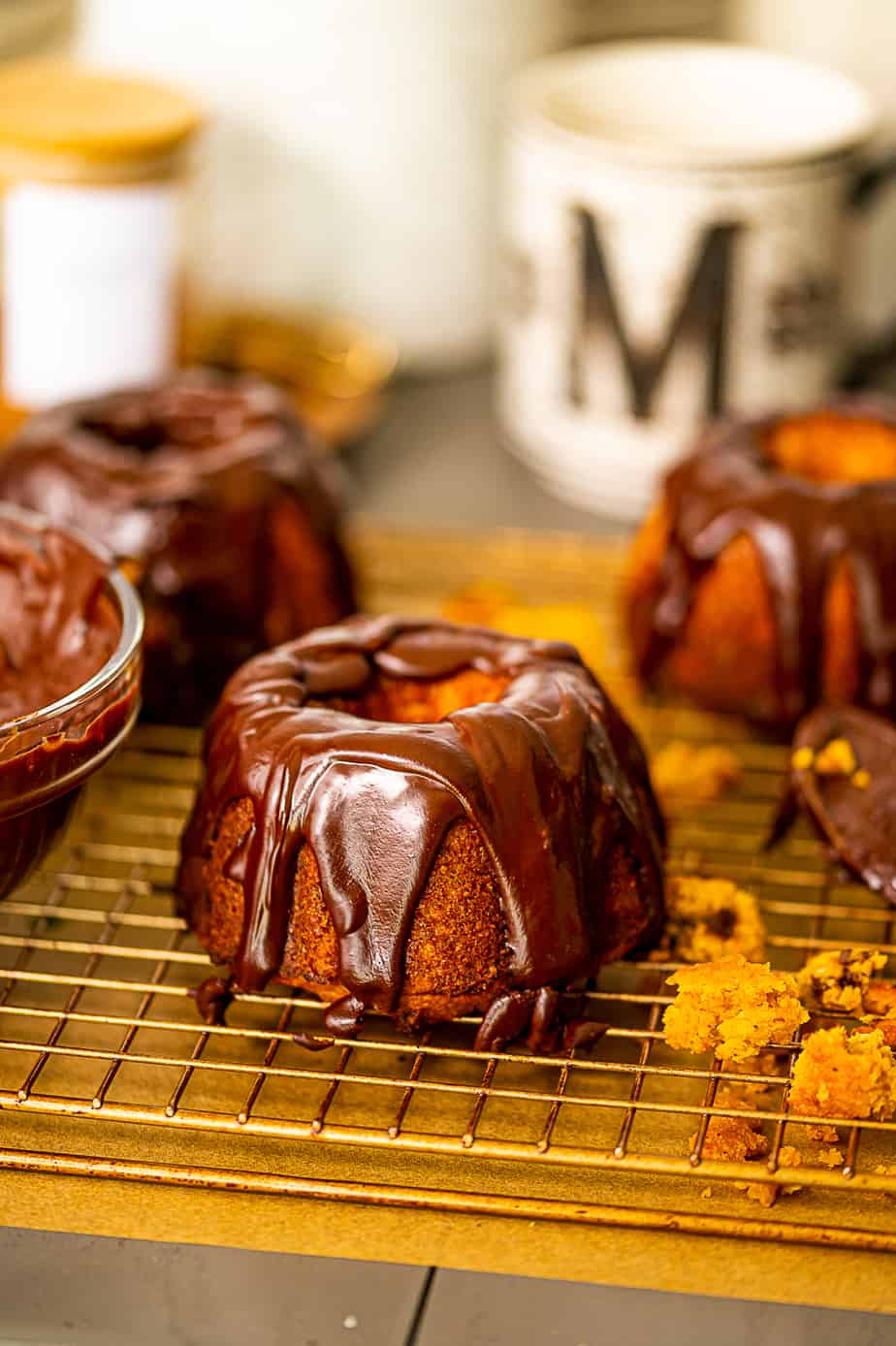 pumpkin bundt cake on a wire rack
