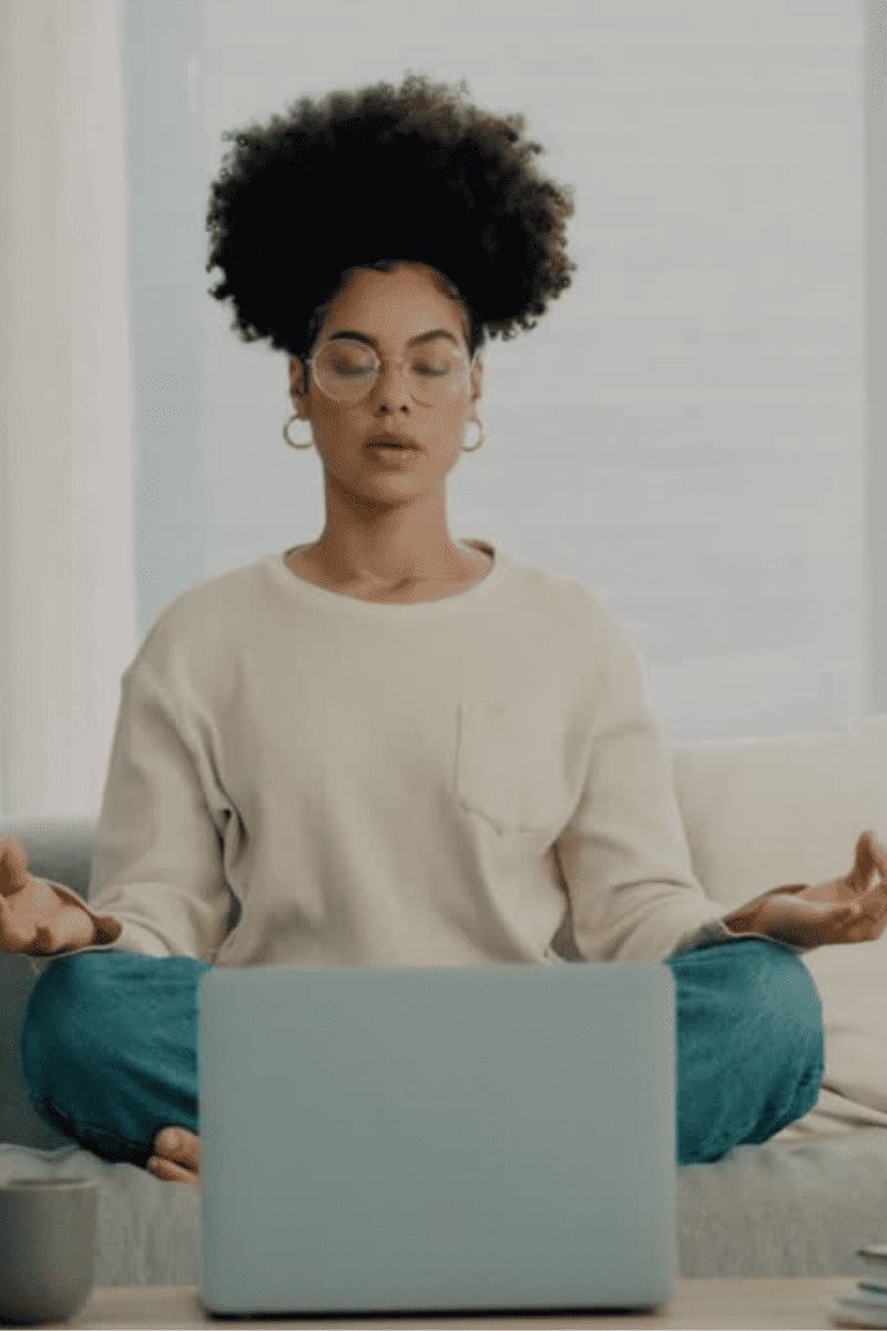 woman practicing breathing exercises