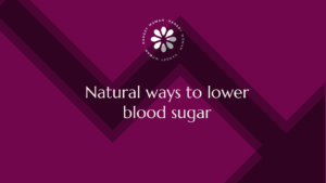 purple graphic with arrow pointing downward