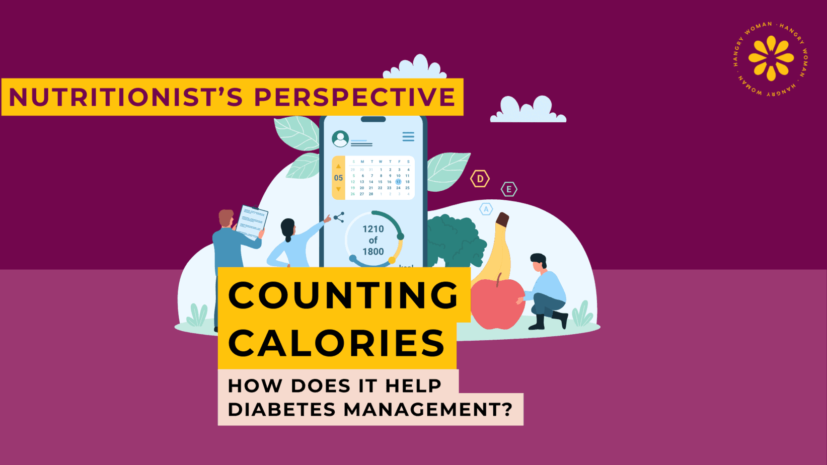Counting_Calories_drawing of people looking at a chart with calorie counts on screen