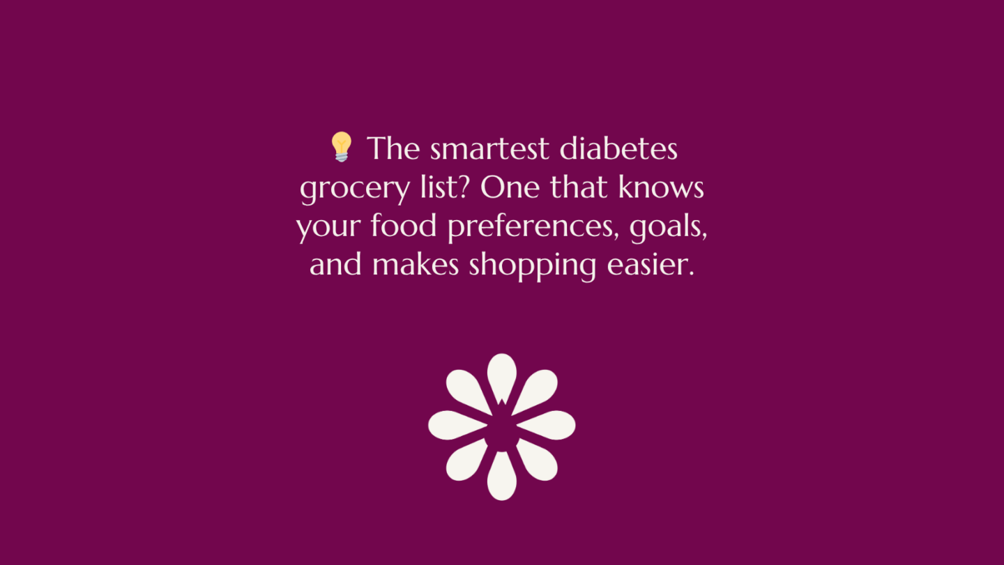 💡 “The smartest diabetes grocery list? One that knows your food preferences, goals, and makes shopping easier.”