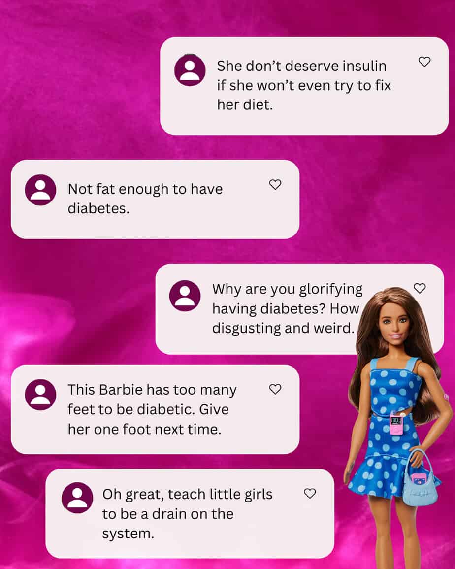 Barbie with stigmatizing and mean comments about her diabetes.
