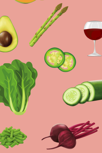 various fruits and veggies in a collage